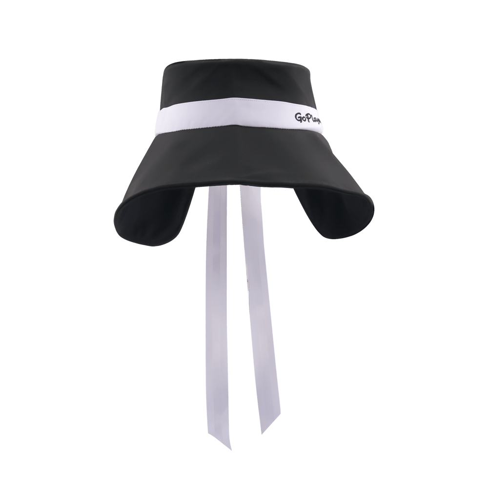GoPlayer レディース 大きなつば 折りたたみサンハット (ブラック)