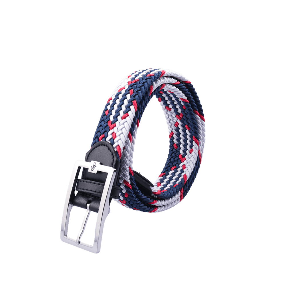 GoPlayer Men's Golf Elastic Belt (Blue, White, Red)