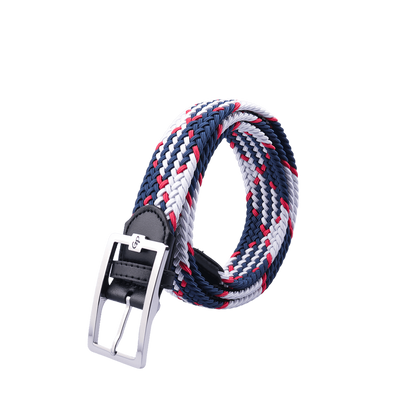 GoPlayer Men's Golf Elastic Belt (Blue, White, Red)