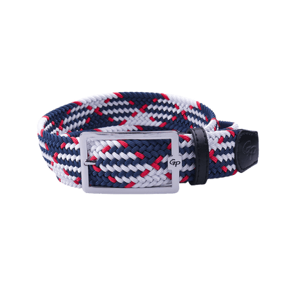 GoPlayer Men's Golf Elastic Belt (Blue, White, Red)