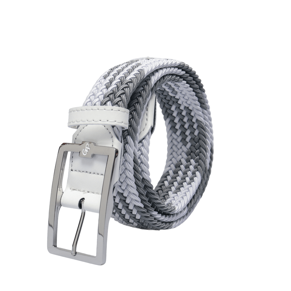 GoPlayer メンズ ゴルフ エラスティックベルト (ホワイト&amp;グレー)