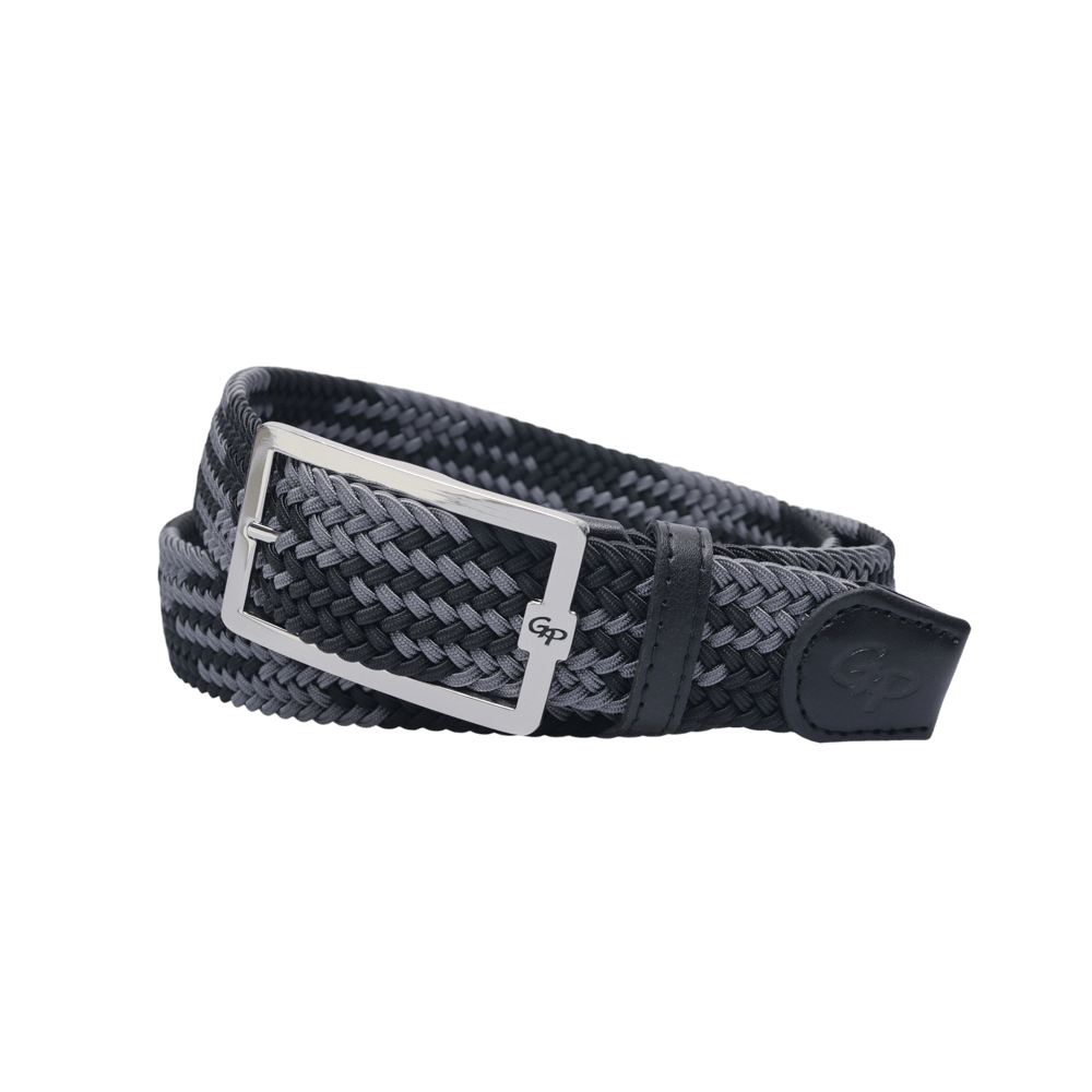 GoPlayer Men's Golf Elastic Belt (Black and Gray)