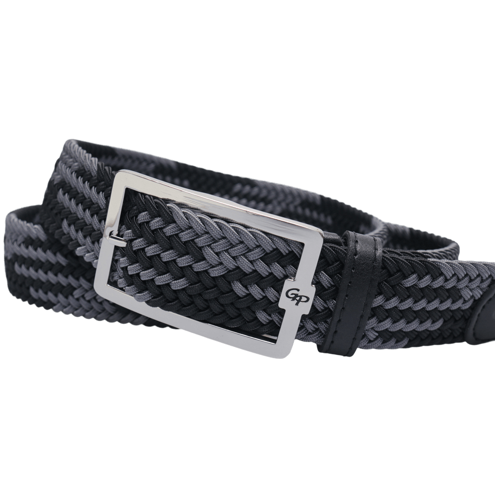 GoPlayer Men's Golf Elastic Belt (Black and Gray)