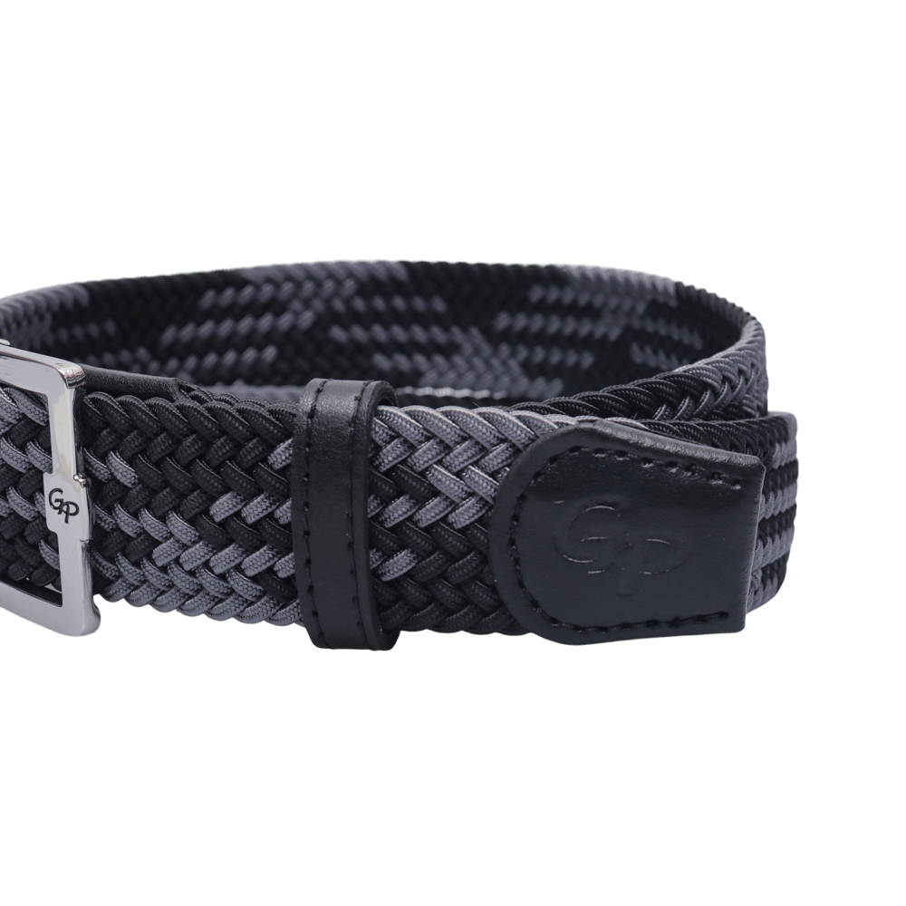 GoPlayer Men's Golf Elastic Belt (Black and Gray)