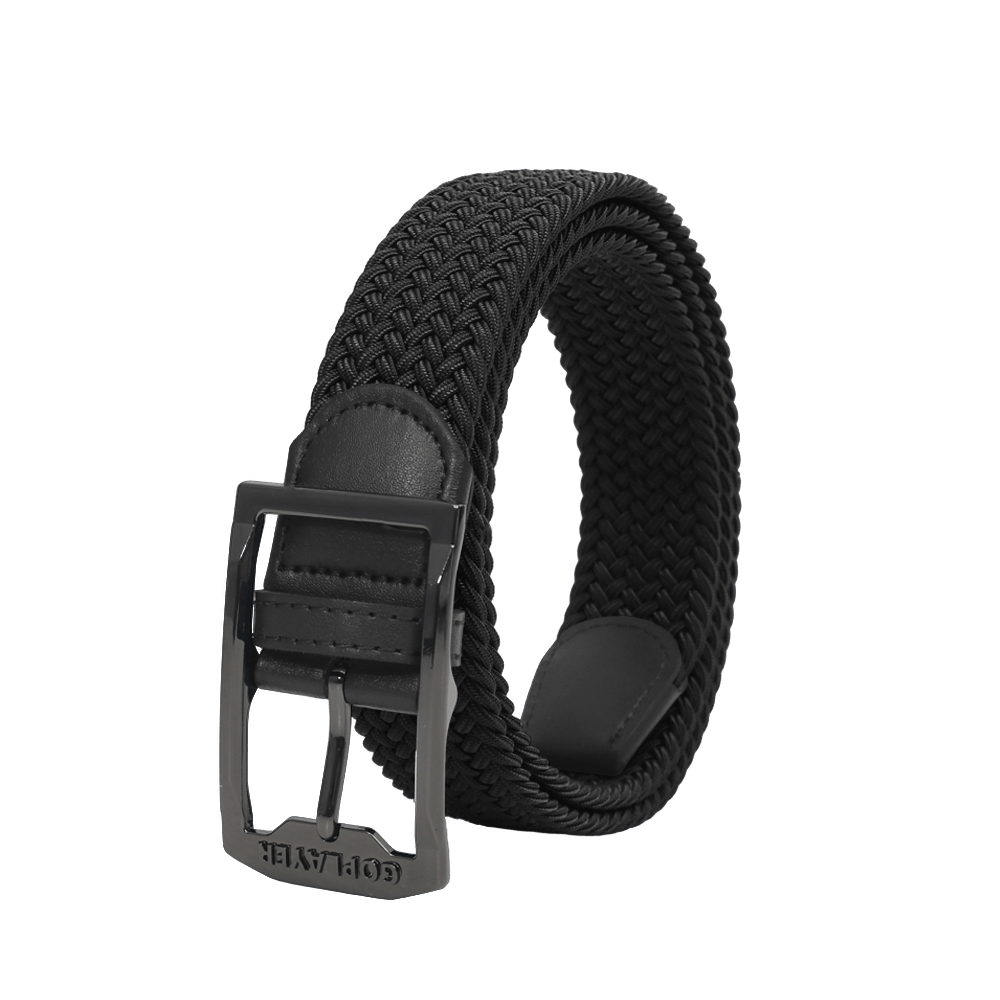 GoPlayer Men's Golf Braided Leather Belt (Black)