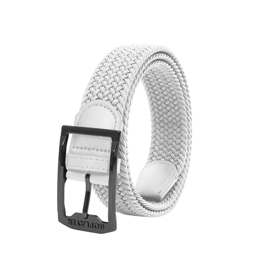 GoPlayer Men's Golf Woven Leather Belt (White)