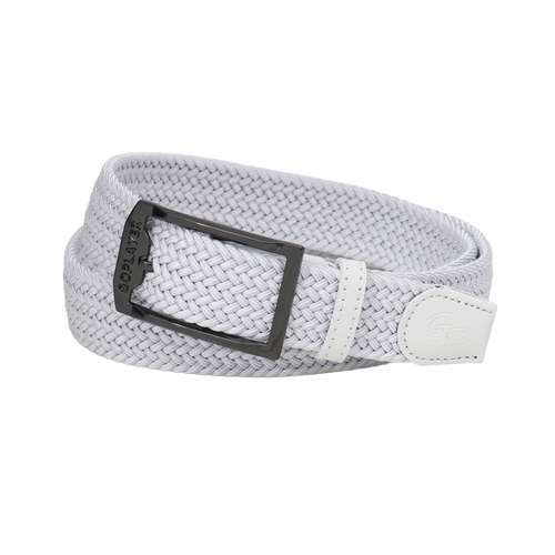 GoPlayer Men's Golf Woven Leather Belt (White)