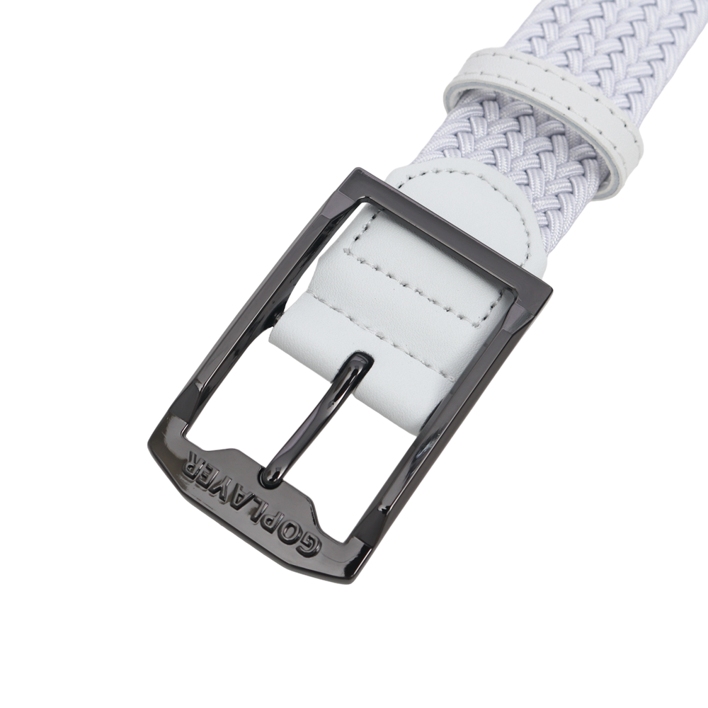 GoPlayer Men's Golf Woven Leather Belt (White)