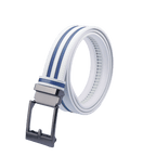 GoPlayer 寬自動扣皮帶(白皮雙深藍條)