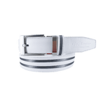 GoPlayer ワイド自動バックルベルト（ホワイトレザーにダブルブラックストライプ）