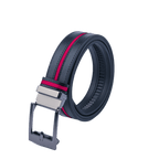 GoPlayer ワイド スライド バックル ブラック ベルト (ブルー ストライプ)