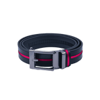 GoPlayer ワイド スライド バックル ブラック ベルト (ブルー ストライプ)