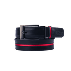 GoPlayer ワイド スライド バックル ブラック ベルト (ブルー ストライプ)