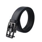 GoPlayer 自動スライドバックル レザーベルト（ブラック）