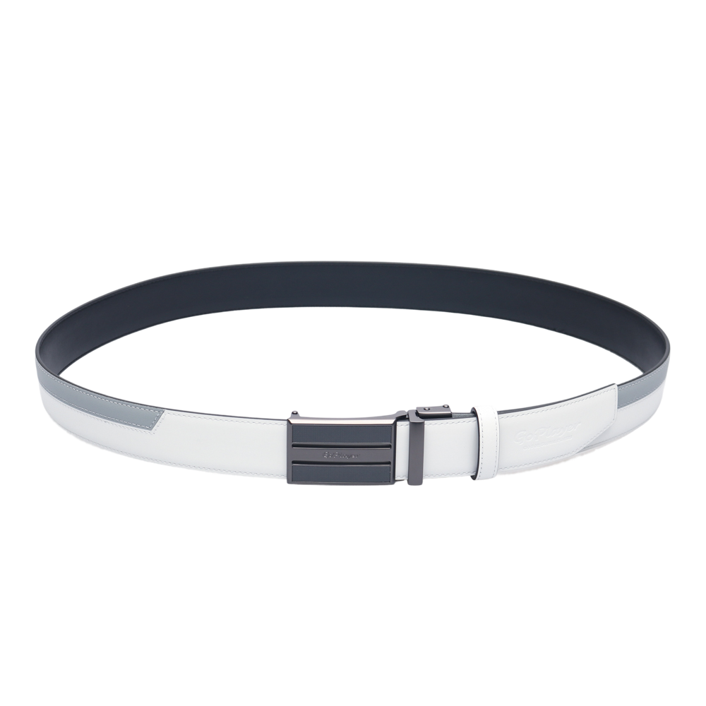 GoPlayer Two-Tone Sliding Buckle Leather Belt (White)