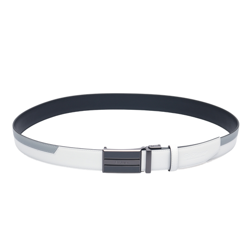 GoPlayer Two-Tone Sliding Buckle Leather Belt (White)