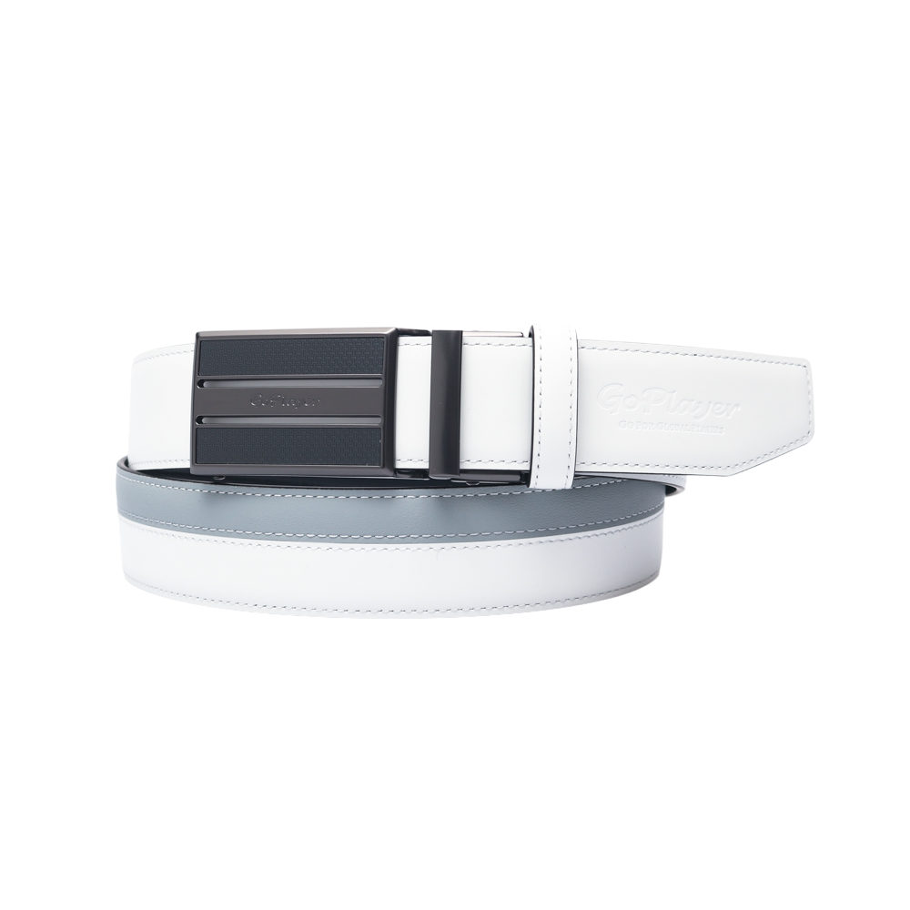 GoPlayer Two-Tone Sliding Buckle Leather Belt (White)