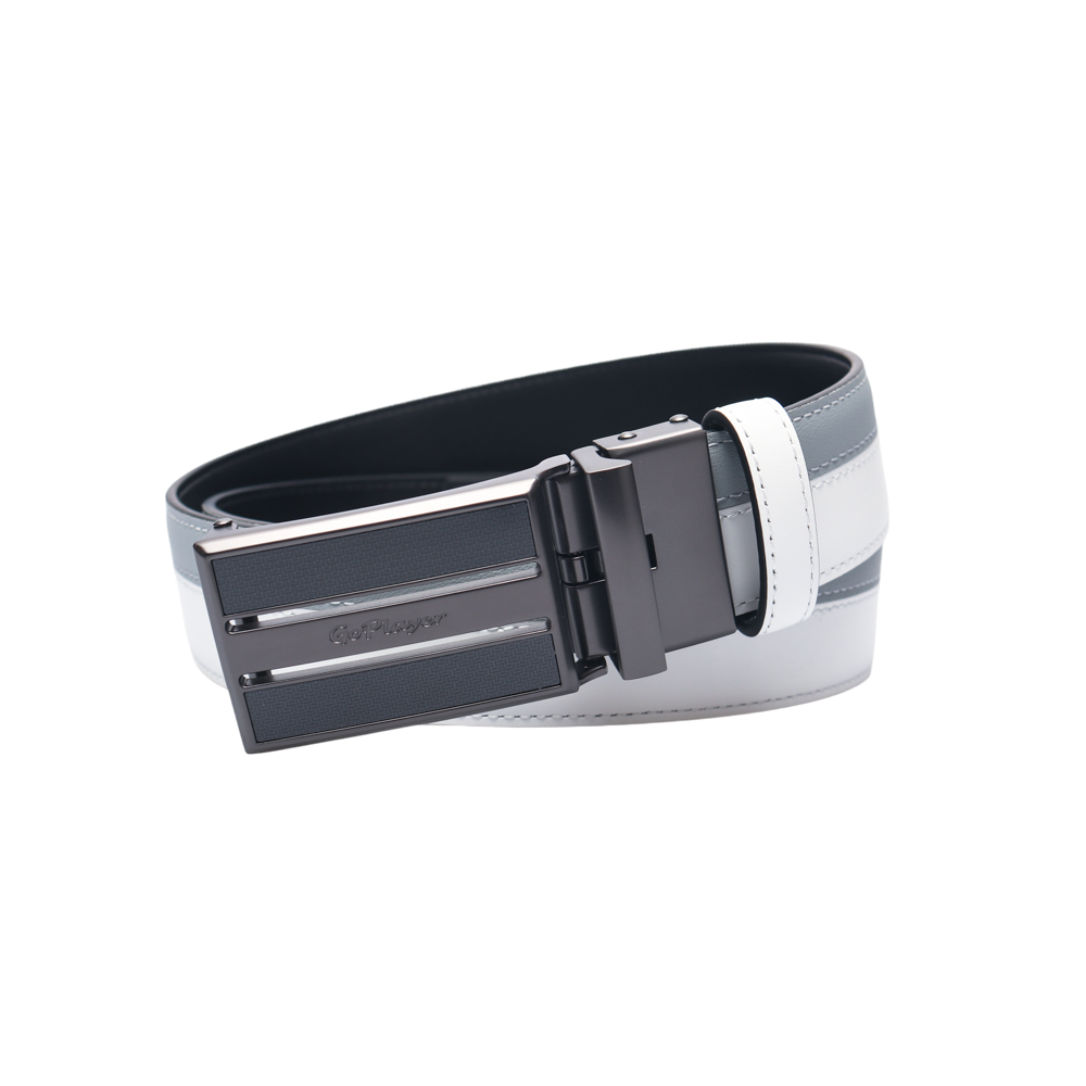 GoPlayer Two-Tone Sliding Buckle Leather Belt (White)