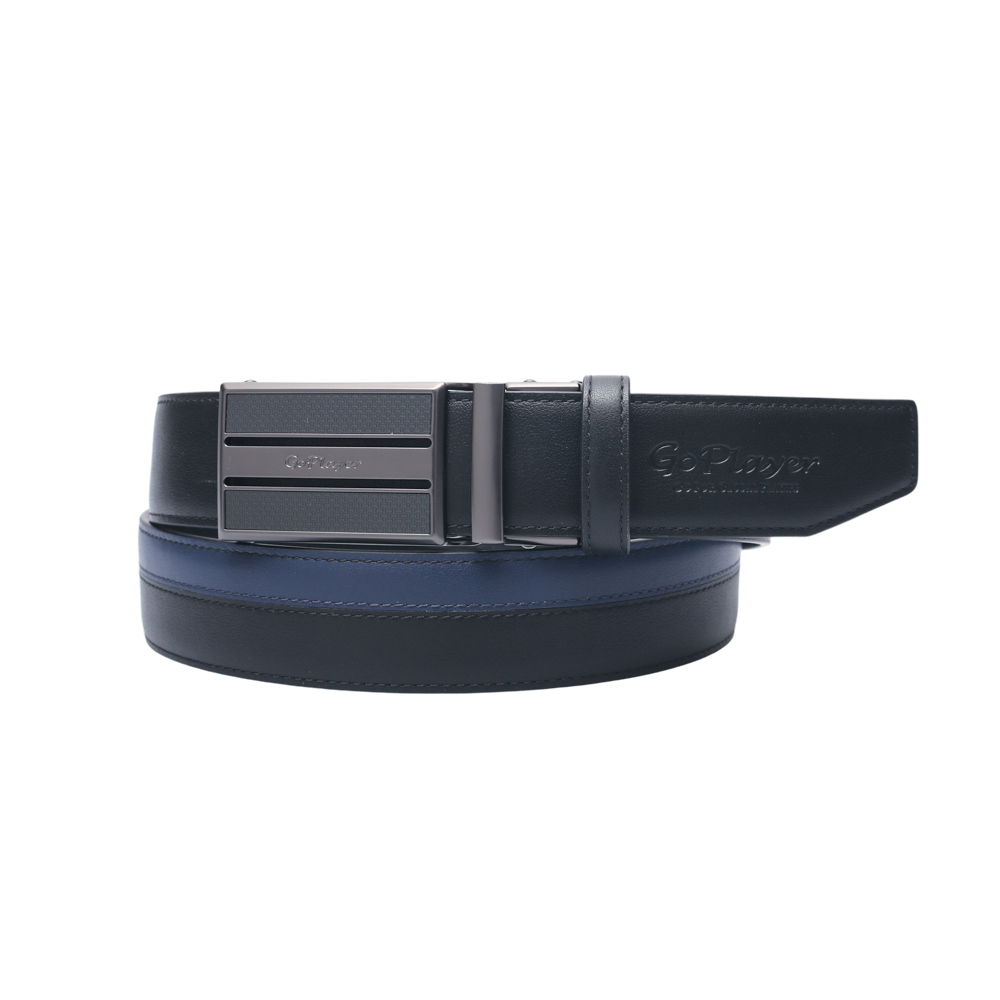 GoPlayer Two-Tone Sliding Buckle Leather Belt (Black)
