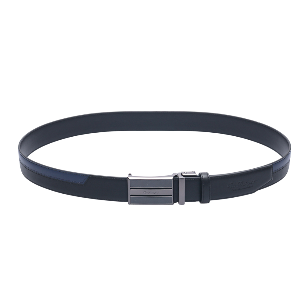 GoPlayer Two-Tone Sliding Buckle Leather Belt (Black)