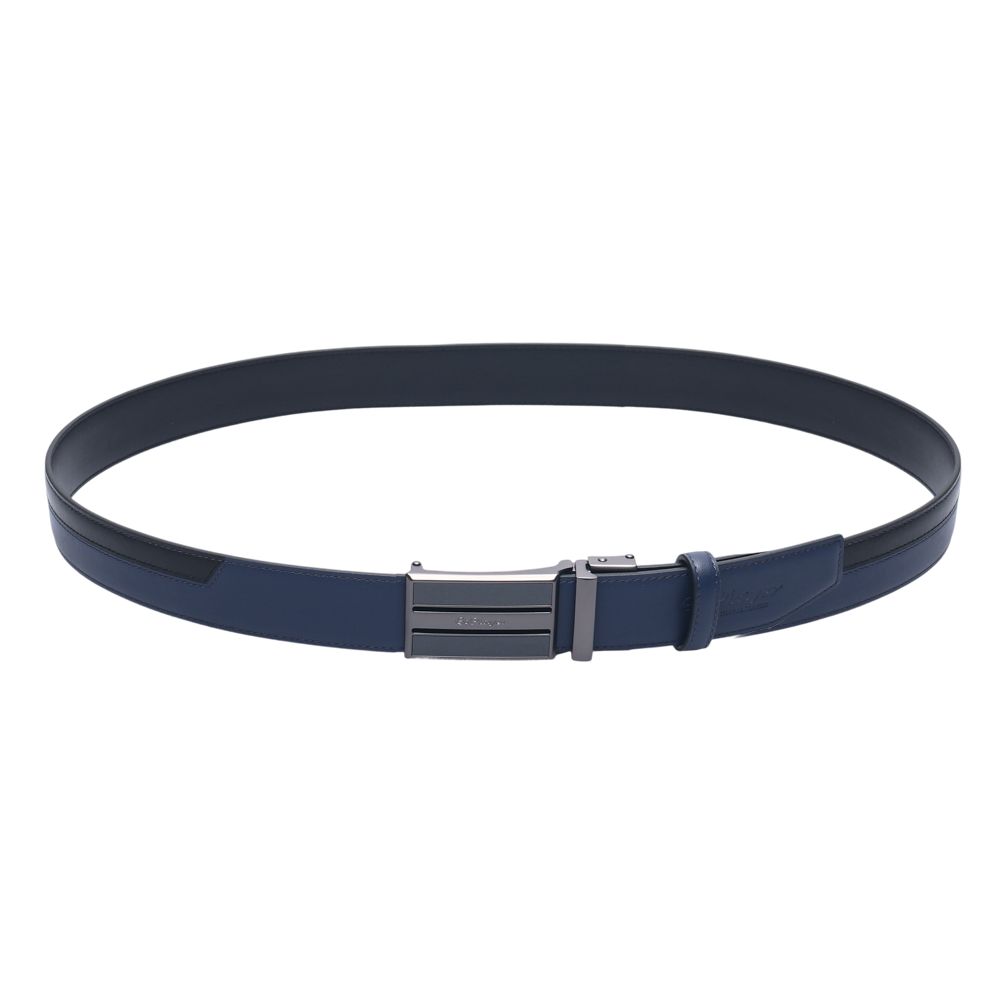 GoPlayer Two-Tone Sliding Buckle Leather Belt (Navy Blue)