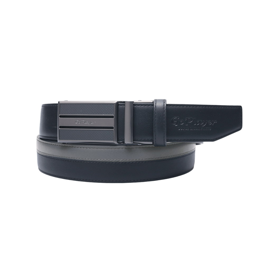 GoPlayer Two-Tone Sliding Buckle Leather Belt (Black)