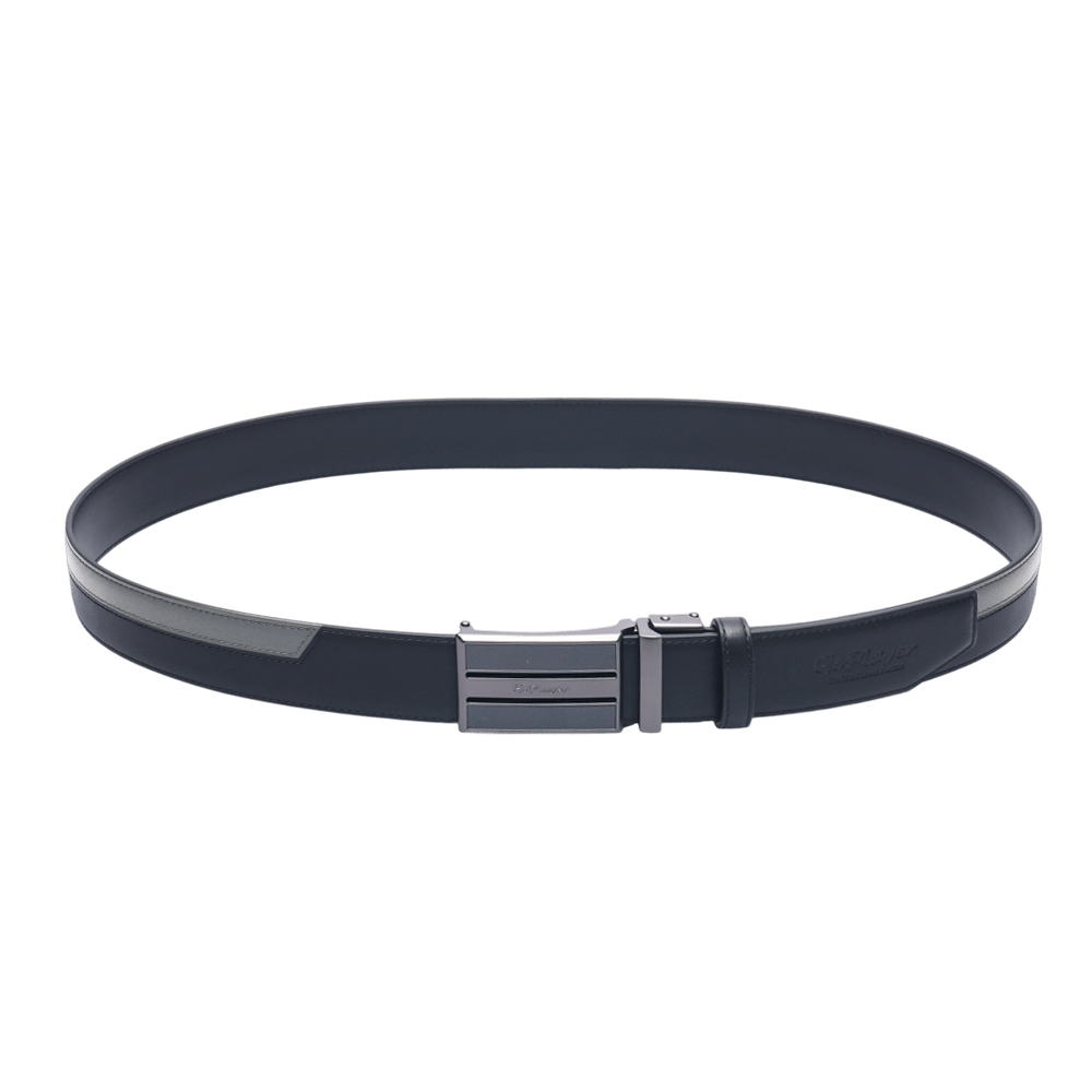 GoPlayer Two-Tone Sliding Buckle Leather Belt (Black)