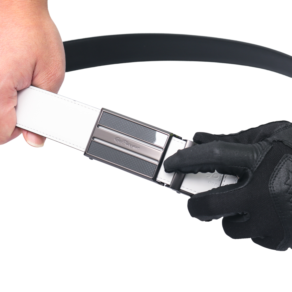 GoPlayer Two-Tone Sliding Buckle Leather Belt (Navy Blue)