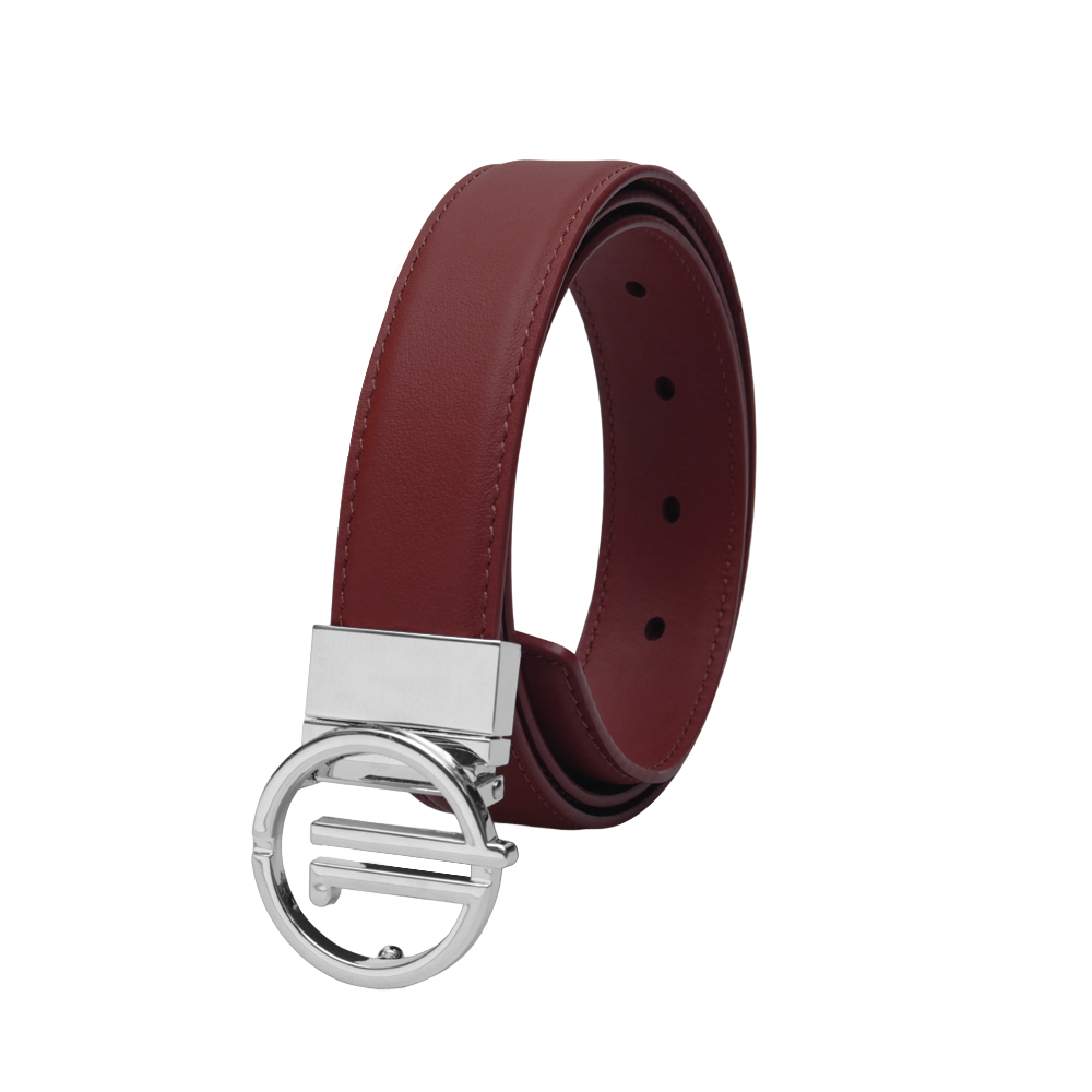 GoPlayer Women's Plain Grain Cowhide Leather Belt (Burgundy)