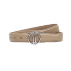 GoPlayer女平紋頭層牛皮皮帶(卡其)