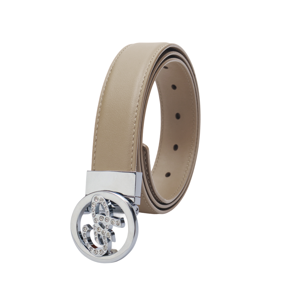 GoPlayer女頭層牛皮皮帶(卡其)