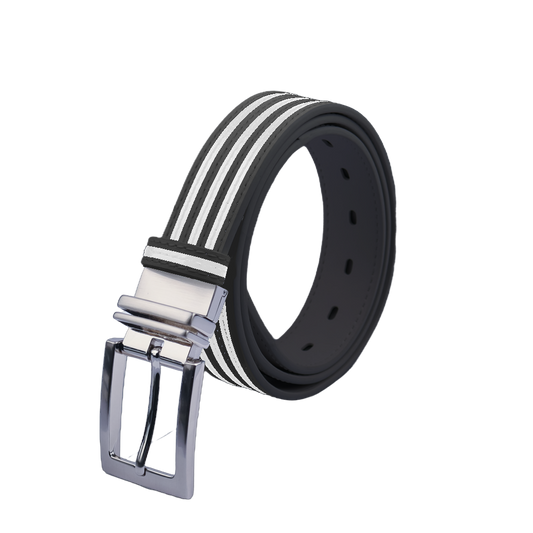 GoPlayer 35mm double-sided buckle belt (black/black and white strips)