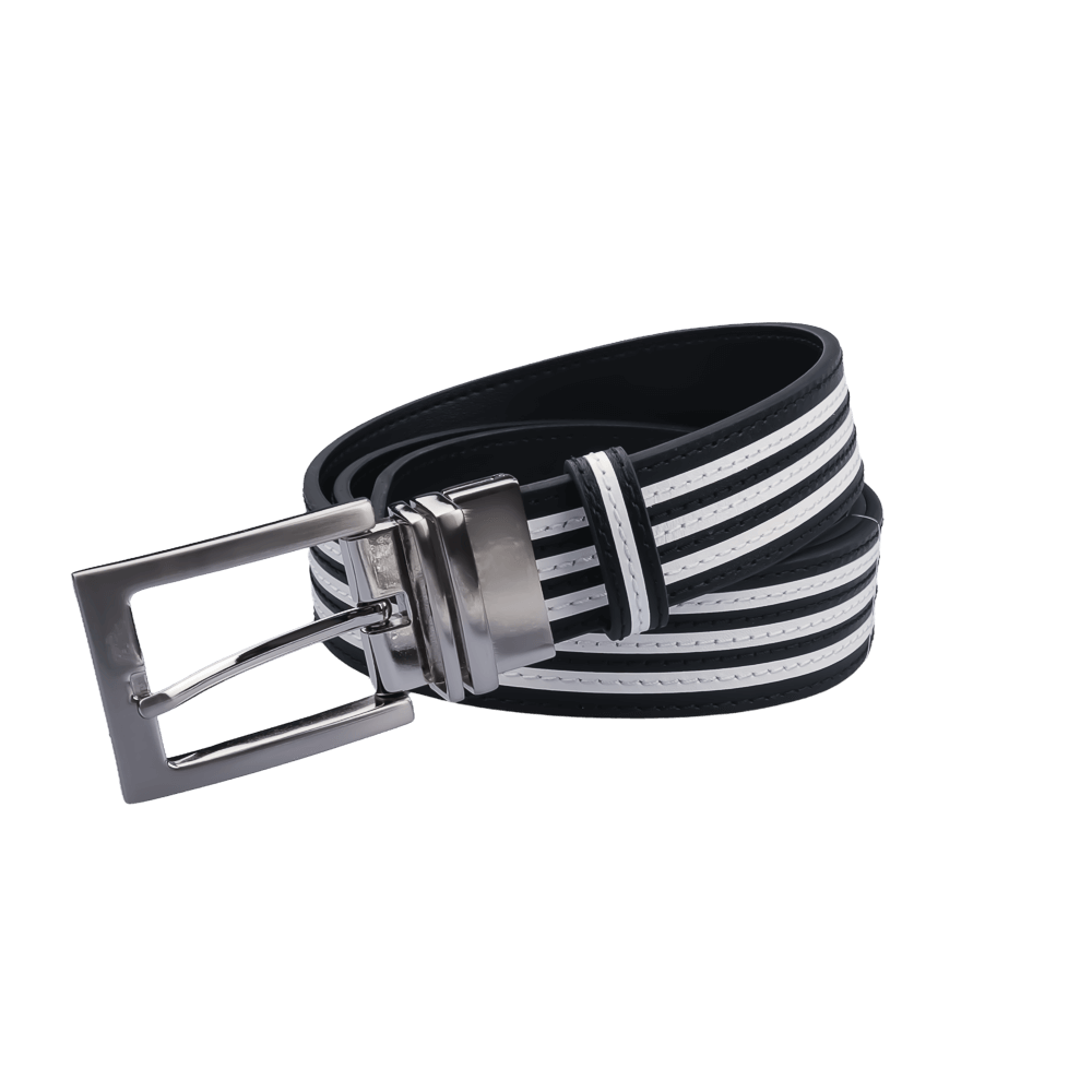 GoPlayer 35mm double-sided buckle belt (black/black and white strips)