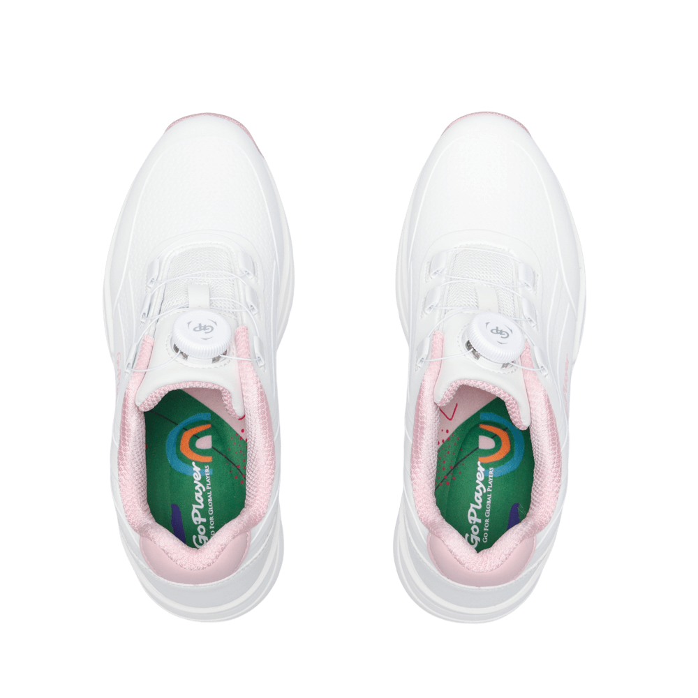 GoPlayer EliteLinks 高爾夫旋鈕女鞋(白粉)