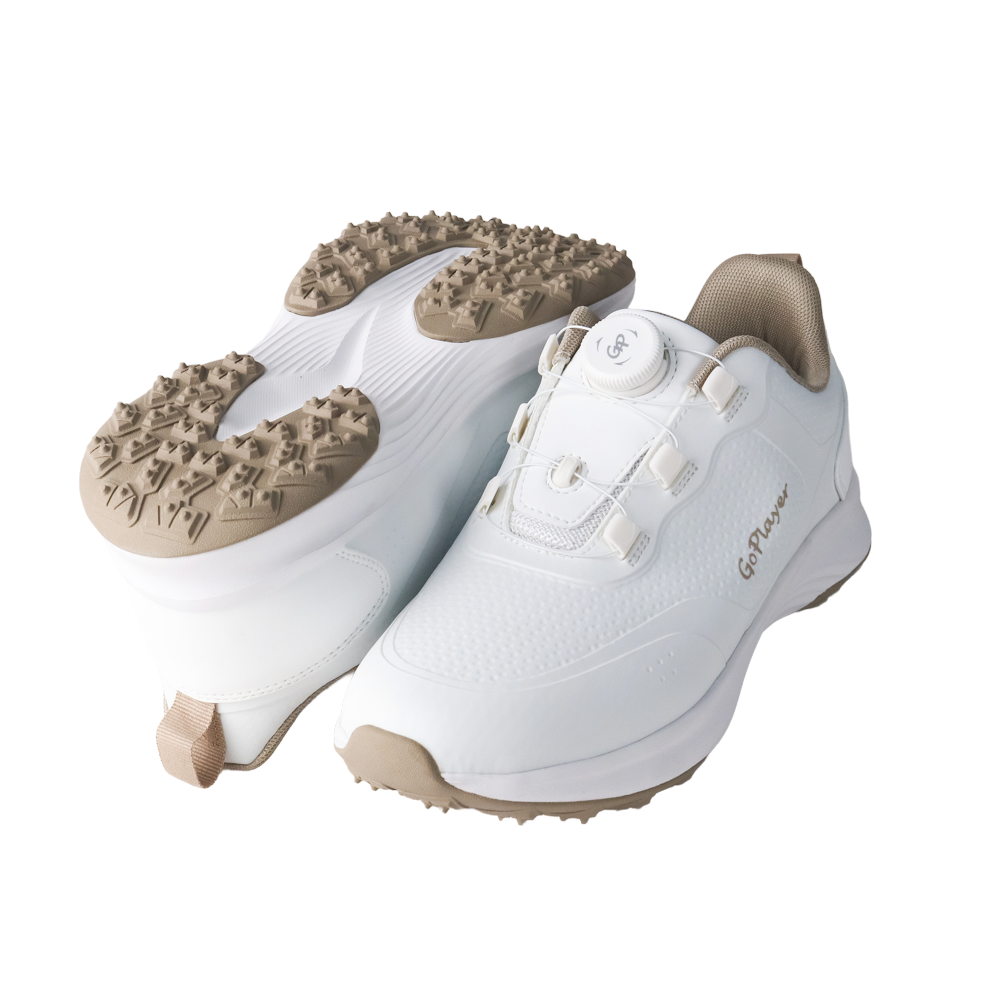 GoPlayer EliteLinks Women's Golf Shoes (White Khaki)