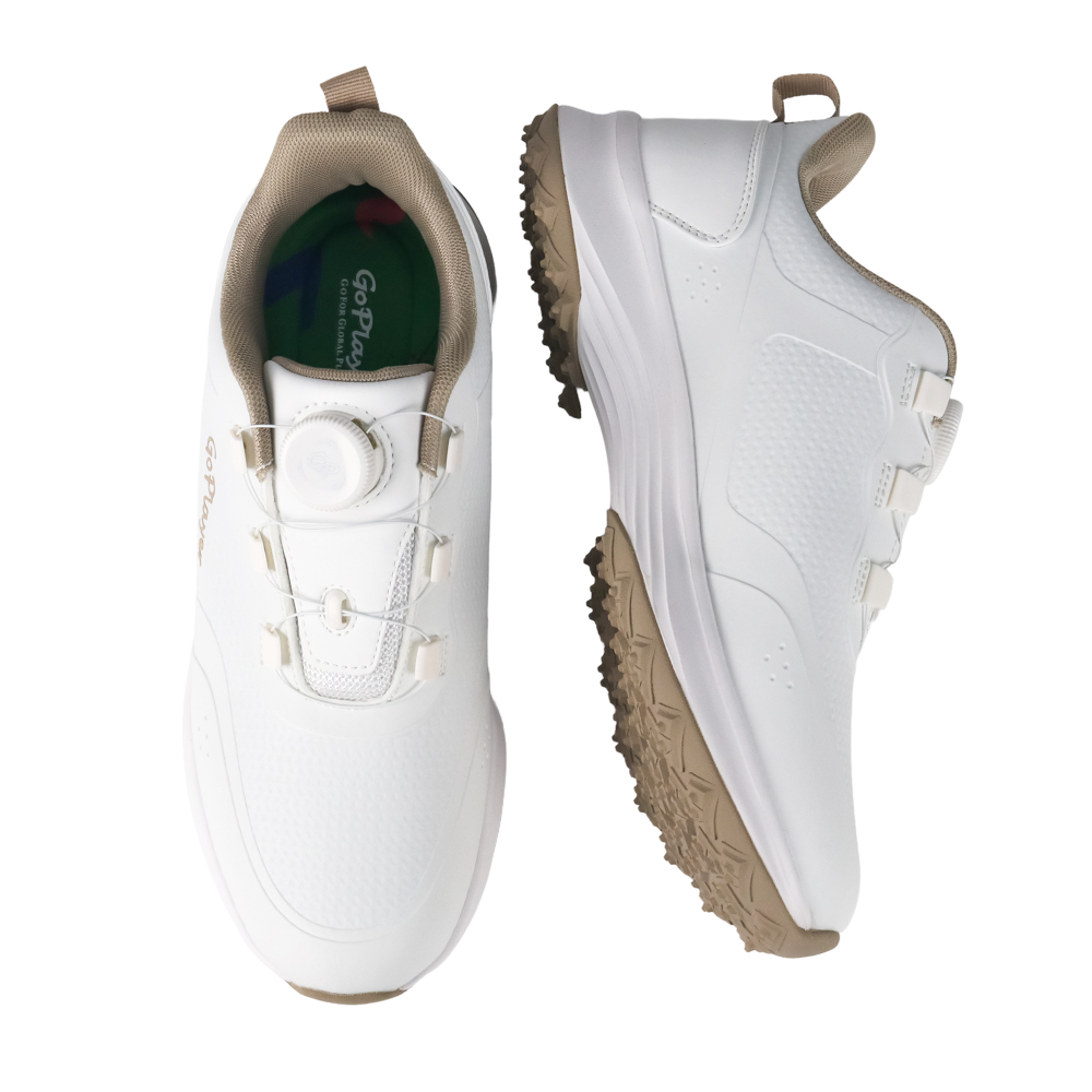 GoPlayer EliteLinks Women's Golf Shoes (White Khaki)