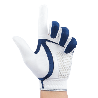 PGA Men's Golf Elastic Non-slip Gloves (White and Dark Blue)