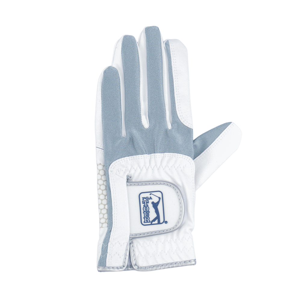 PGA Men's Golf Elastic Non-slip Gloves (White Gray)