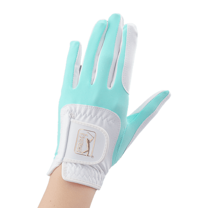 PGA women's golf elastic cloth non-slip gloves (white and green)