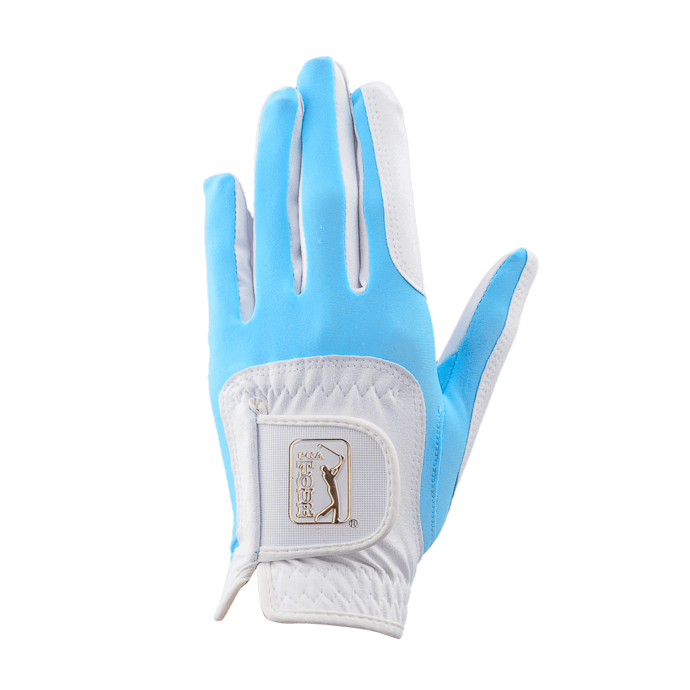 PGA women's golf elastic cloth non-slip gloves (white and light blue)