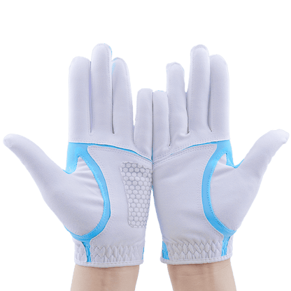 PGA women's golf elastic cloth non-slip gloves (white and light blue)