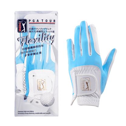 PGA women's golf elastic cloth non-slip gloves (white and light blue)