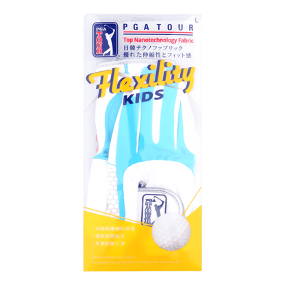 PGA children's golf elastic cloth non-slip gloves (white and light blue)