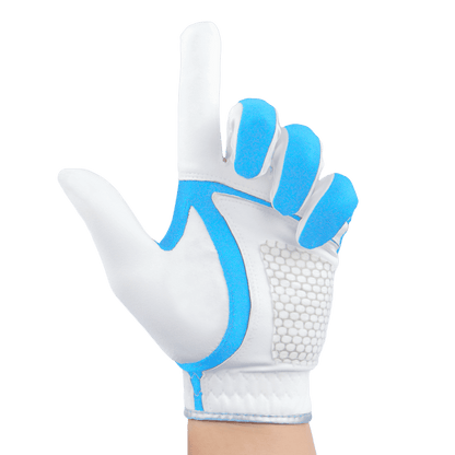 PGA children's golf elastic cloth non-slip gloves (white and light blue)