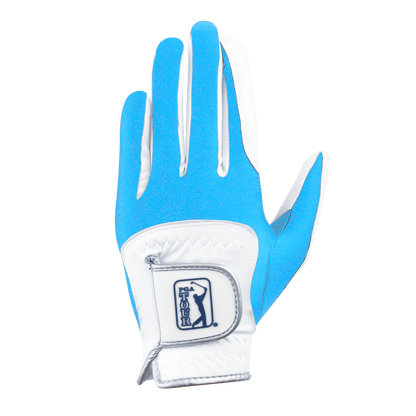 PGA children's golf elastic cloth non-slip gloves (white and light blue)