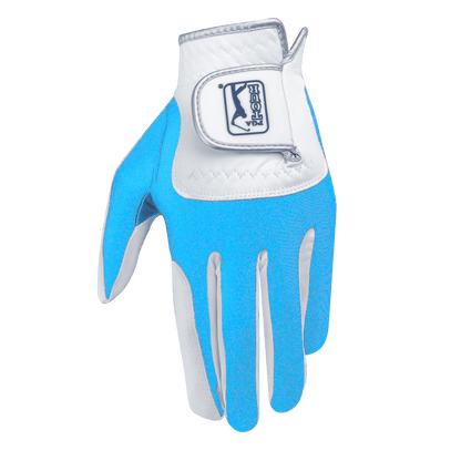 PGA children's golf elastic cloth non-slip gloves (white and light blue)