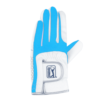 PGA children's golf elastic cloth non-slip gloves (white and light blue)