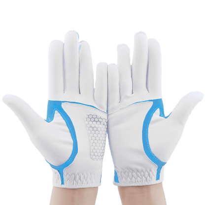 PGA children's golf elastic cloth non-slip gloves (white and light blue)