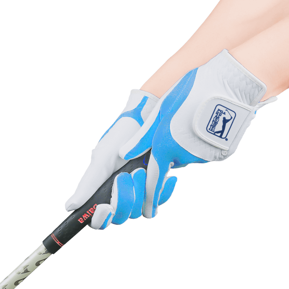 PGA children's golf elastic cloth non-slip gloves (white and light blue)