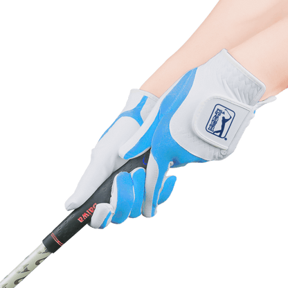 PGA children's golf elastic cloth non-slip gloves (white and light blue)